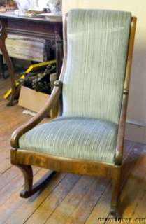 Antique Victorian Walnut Upholstered Baby Rocking Chair  