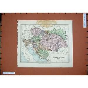  Antique Maps Austria Hungary Adriatic Sea Bohemia 1898 