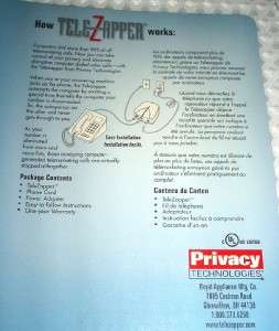TeleZapper by Privacy Technologies Keeps Telemarketers Out TZ800 