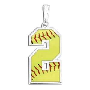  Softball Color Enameled Single Number Pendant Or Charm 