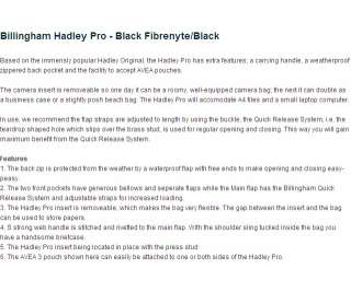 New Billingham Hadley Pro Camera Shoulder Bag / Black + Worldwide Free 