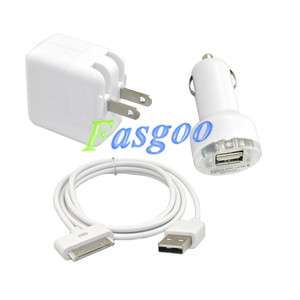 10W Wall Charger Adapter+USB Cable+Car Charger For iPod iPad 1/2 