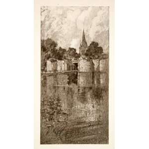  1911 Print Ypres Belgium Ancient Gate Moat Church George 