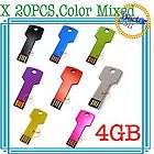   20pcs/lot USB Drive 4GB mental key 8 Colors Key Drive 20pcs in 1 pack