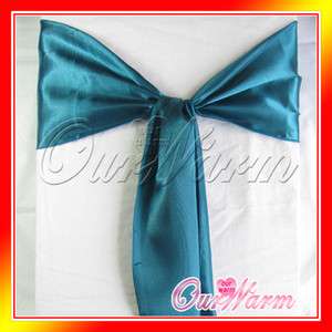 Teal Blue Satin Chair Sash Bow Wedding Party Colors New  