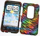 For Sprint HTC Evo 3D Colorful Zebra Rubberized Protector Hard Phone 