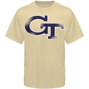  Georgia Tech Yellow Jackets Distressed Giant Logo T shirt 
