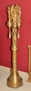   GOTHIC CHURCH RELIGIOUS TRIPLE ANGEL BRONZE SANCTUARY LAMP BL4  