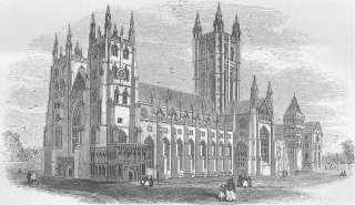 KENT Canterbury Cathedral, antique print, 1874  
