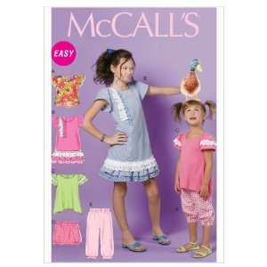  McCalls Patterns M6498 Childrens/Girls Tops, Dress 