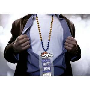 com Denver Broncos Mardi Gras Beads Lanyard with Medallion and Ticket 