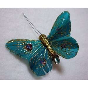  NEW Small Teal Blue Peacock Butterfly Hair Clip, Limited 