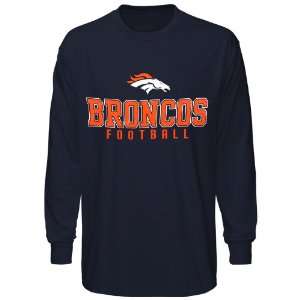 Denver Broncos Team One Long Sleeve T Shirt   Navy Blue (Medium 