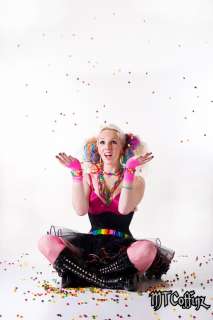 Cyber Neon Black Rainbow Tulle TuTu Skirt Rave Pride 80  