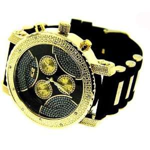  New Men 24k gold plated Iced out hip hop bling watch 