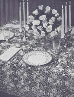 Vintage Crochet PATTERN MOTIF Block Tablecloth Crown  