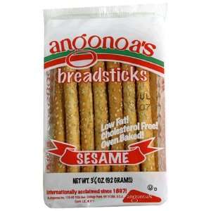 Angonoas Breadsticks, Sesame, 3.25 Ounce Bags(pack of 3)