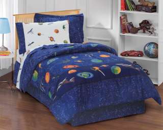 Boys Blue Outer Space Satellites Bed in a Bag   Full  