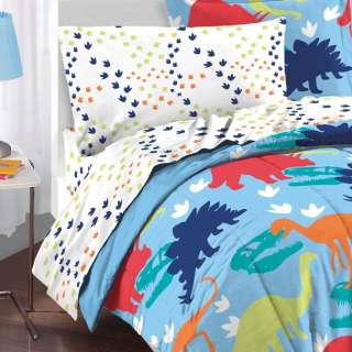 NEW Boys Blue Dinosaur Twin Kid Bedding Comforter Sheet Set  