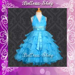 Blue Wedding Flower Girl Pageant Party Dress Size 7 8  