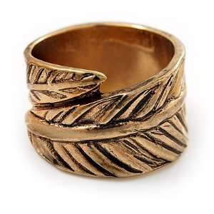  Burn Gold Leaf Wrap Band Ring   size 7 Jewelry