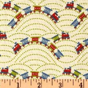   Blake Scoot Train Cream Fabric By The Yard Arts, Crafts & Sewing