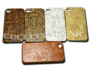 Wholesale 5pc/lot Wood Flower Embossed Hard case cover for iphone 4 4G 