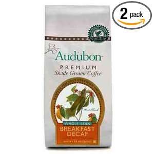 Audubon Breakfast Blend Decaf Whole Bean, 12 Ounce (Pack of 2)
