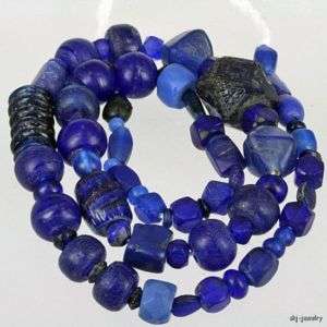 Antique Bohemian Blue Glass Beads   Collectible  