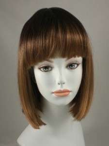 Light Brown Short Straight Bob Style China Doll Wig  