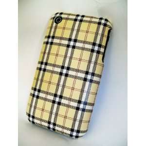 Plaid Pattern Hard Back Case Cover for iPhone 3g 3gs Cream