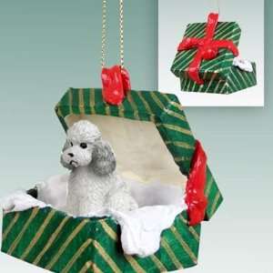    Poodle Sport Cut Green Gift Box Dog Ornament   Gray