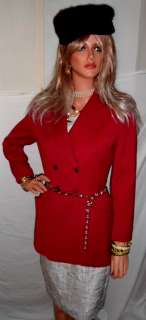 Rare~ Red Hot Curve Hugging Bombshell Designer Jacket 4 Fine Fine 