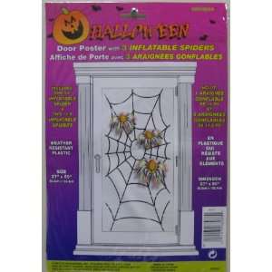  Halloween Spider Web Door Poster With 3 Inflatable Spiders 
