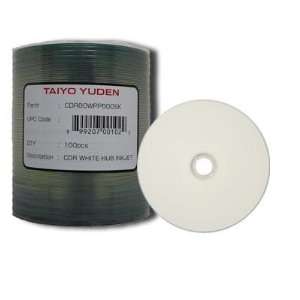  Taiyo Yuden (CDR80WPP600SK) CD R 52X White Inkjet Hub 