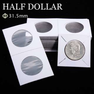 100 pcs Half Dollar Coin holders Holder Flips For 31.5mm Diameter Coin 