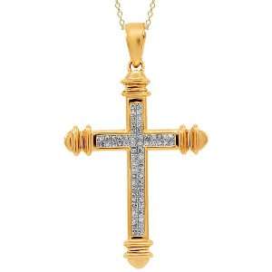  14K Rose Gold Diamond Cross Pendant 1.25 Ctw Jewelry