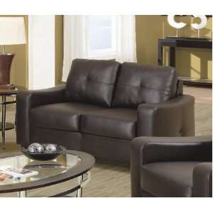    Loveseat with Stitched Design in Brown Leatherette