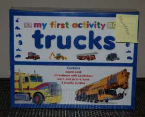My First Activity Box TRUCKS Books Puzzles Stickers Toy  