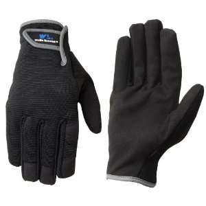   Synthetic Suede Leather Glove, Velcro Closure, Black, Medium Home