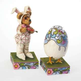 Jim Shore & Boyds Bunny Bear Painting Egg Set/2 4021398  