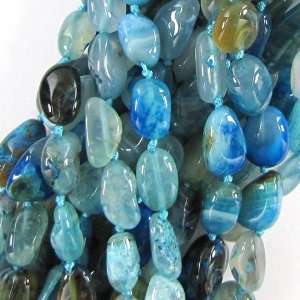  10 17mm blue stripe agate nugget gemstone beads 17