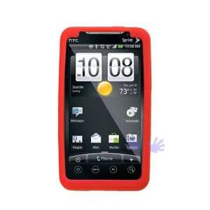  HHI HTC Evo 4G Silicone Skin Case   Red Cell Phones 