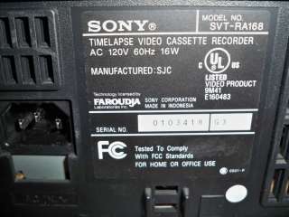 Sony SVT RA168 232 Hour Time Lapse Recorder VHS P&R  
