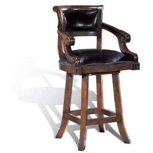  Leather Swivel Counter Stool in Dark Brown
