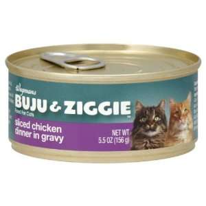 Wgmns Buju & Ziggie Food for Cats, Sliced Chicken Dinner in Gravy, 5.5 
