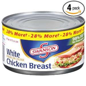 Swansons Premium White Chicken, 12.5 Ounce (Pack of 4)