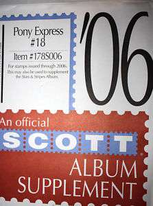 US SCOTT Supplement Pony Express #18   2006  