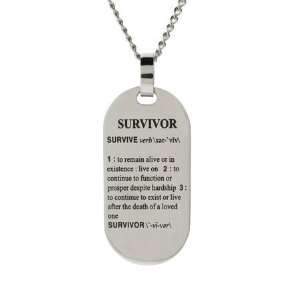 com Survivor Stainless Steel Tag Pendant Length 18 inches (Lengths 18 