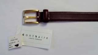 Louis Feraud Contraire NWT MSRP $85.00 Brown Leather Belt Gold Tone 